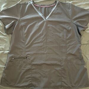 Women’s Gray Medical Scrub Top Purple Label by Healing Hands